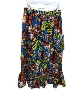 The O'Dells Paloma Maxi Skirt Cotton Silk Ruffle Skirt Size Large